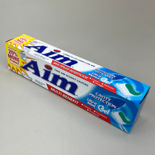AIM 12-PACK! Multi-Benefit Cavity Protection Gel Toothpaste Ultra Mint 5.5 oz. BB 03/27 70505178