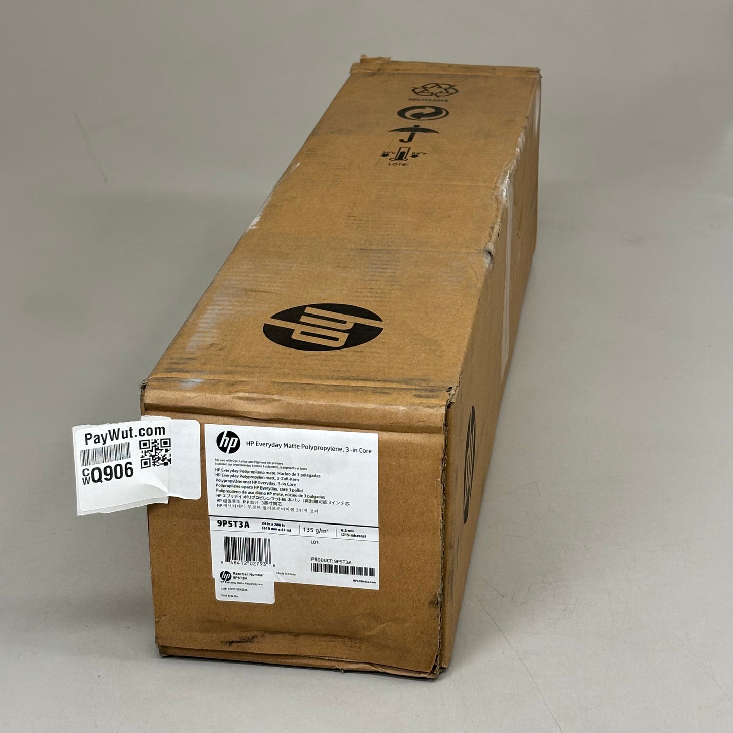 HP Outdoor In-Window Display Print Material Matte Polypropylene 200' White 9P5T3A