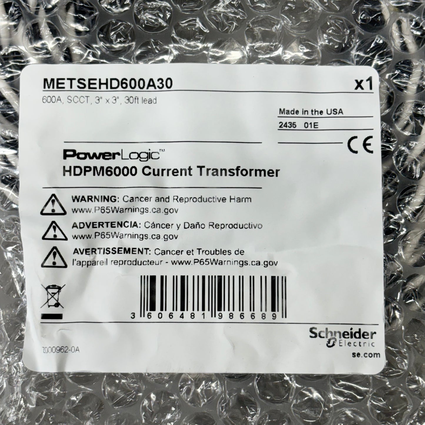 SCHNIEDER ELECTRIC Power Logic Current Transformer HDPM6000