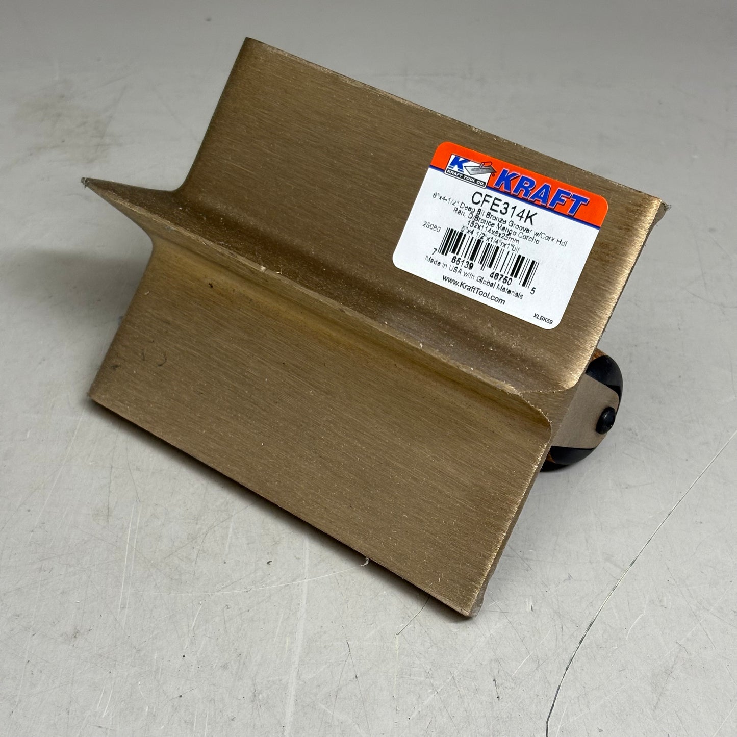 KRAFT TOOL CO Deep Bit Bronze Groover with Cork Handle 6" x 4-1/2" 1/4"R 1"D