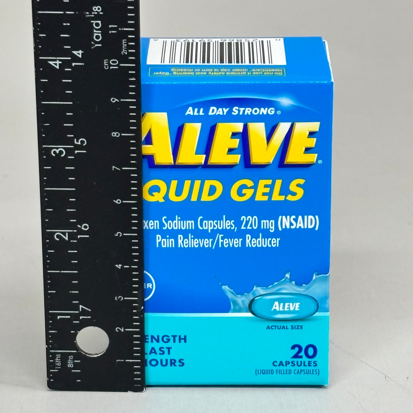 ZA@ ALEVE (3 PACK,20 PILLS EACH) Liquid Gels Naproxen Sodium Pain Reliever BB 01/26 A
