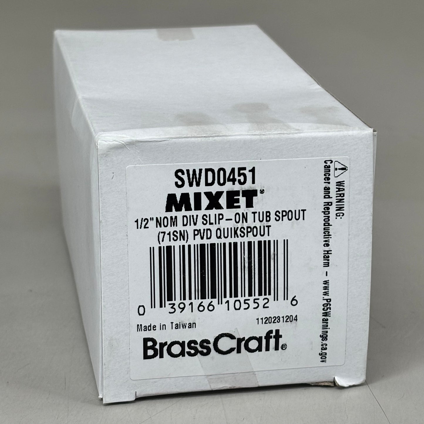 BRASSCRAFT Quikspout Diverter Mixet Tub Faucet for 1/2" Nom Satin Nickel SWD0451