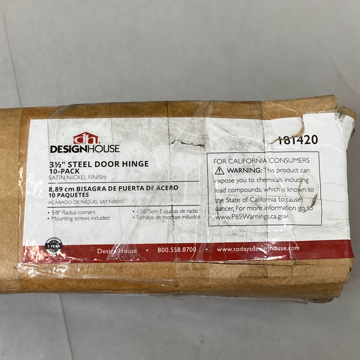 DESIGN HOUSE (10 Pack) Radius Satin Nickel Door Hinge 3 1/2", 5/8" Radius Corners 181420 (New Other- (See Images))