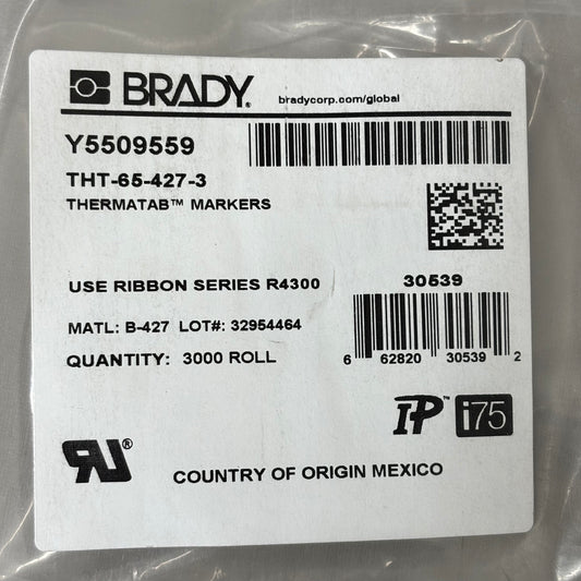 BRADY Self-Laminating Vinyl Wrap Around Labels 3" Core Printers THT-65-427-3