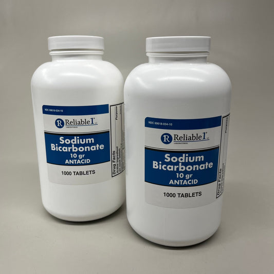 RELIABLE 1 (2 PACK!) Sodium Bicarbonate 10gr 1000 Tablets 23G324 BB-07/2025