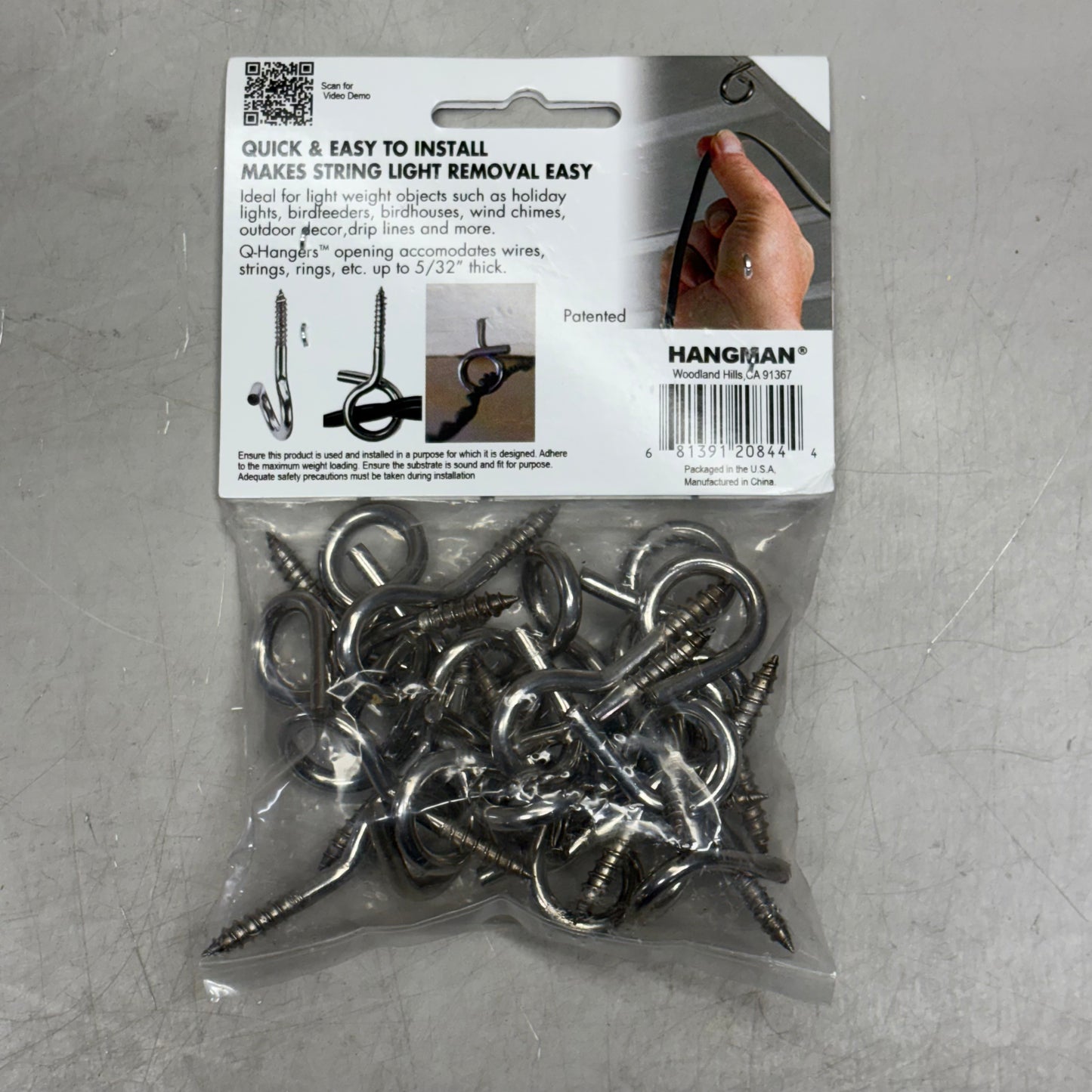 HANGMAN (20 PIECES) Stainless Steel Q-Hangers Resistant Outdoor Hooks QH-20