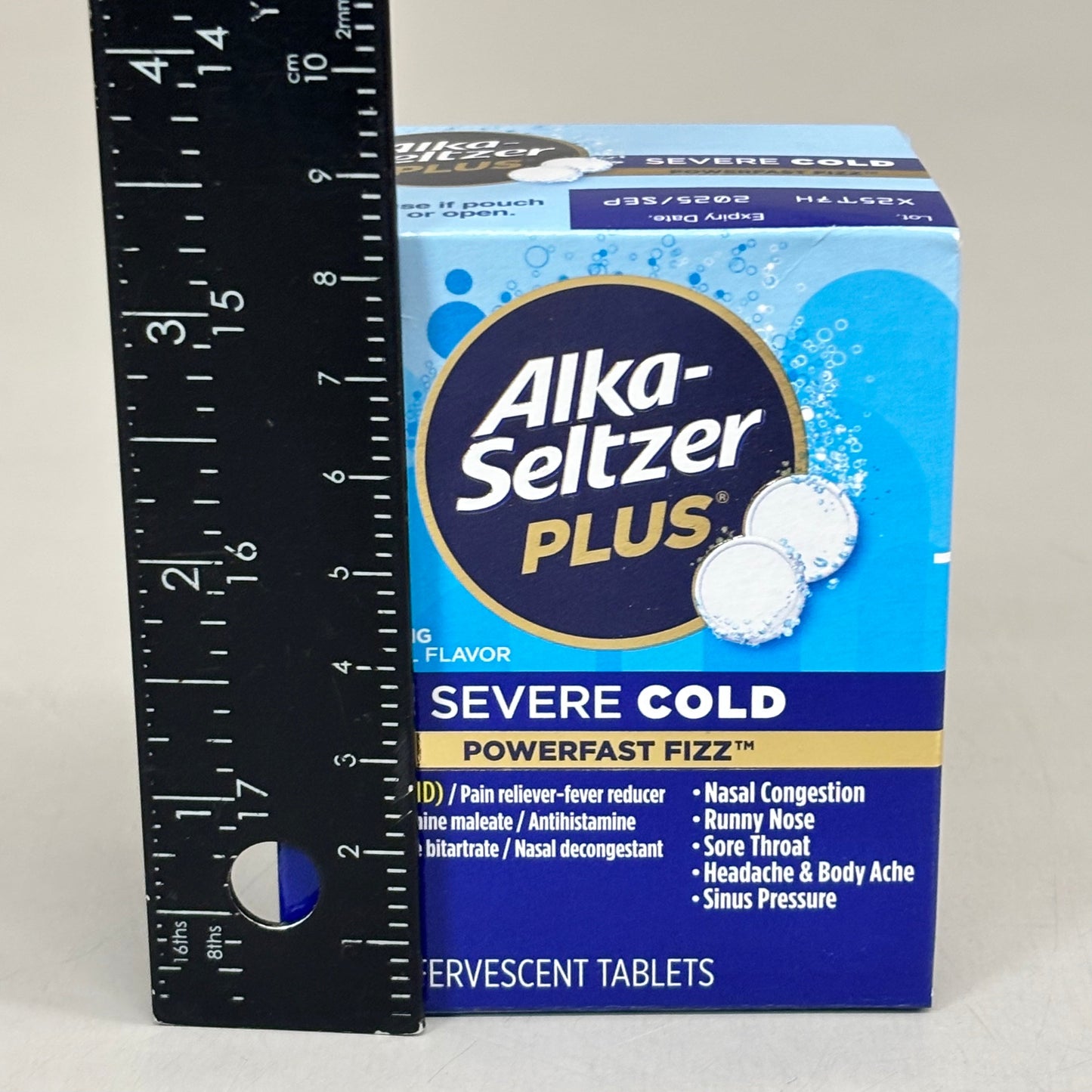 ZA@ ALKA-SELTZER PLUS (3 PACK, 24 EACH) Severe Cold Powerfast Fizz Original BB 09/25 A
