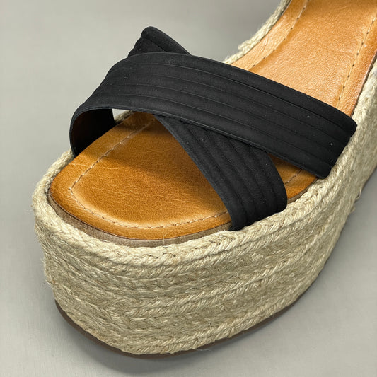 SCHUTZ Blisse Nubuck Platform Buckled Strap Sandal Black Sz 11 S216350001(New)