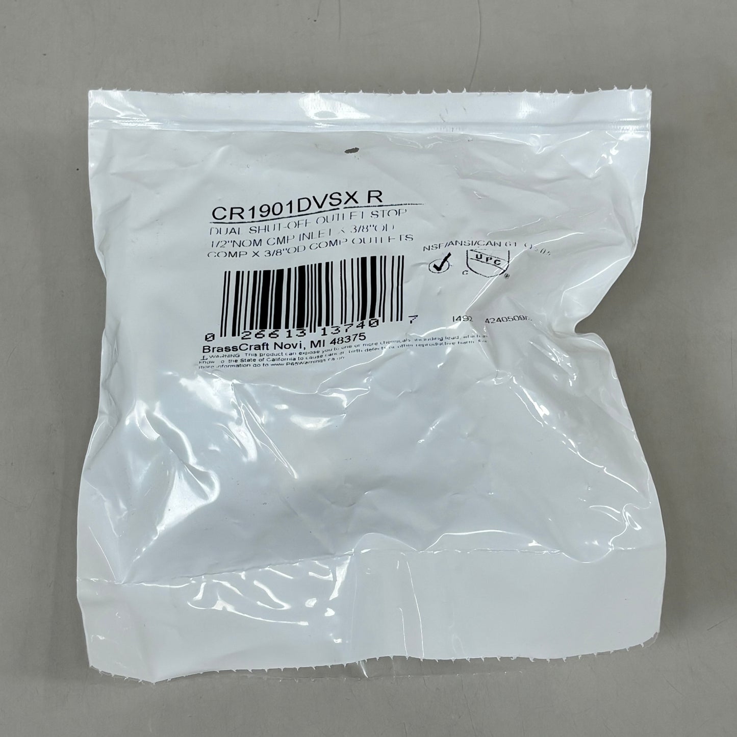 BRASSCRAFT Dual Shut Off Outlet Stop 1/2" NOm CMP In X 3/8" OD COMP CR1901DVSXR