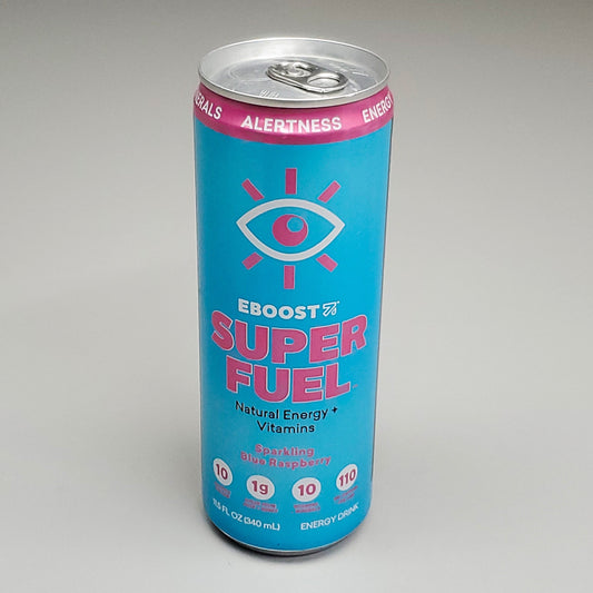 ZA@ EBOOST (12 PACK) Super Fuel Energy Drinks Sparkling Blue Raspberry 11.5 fl oz (10/25) B