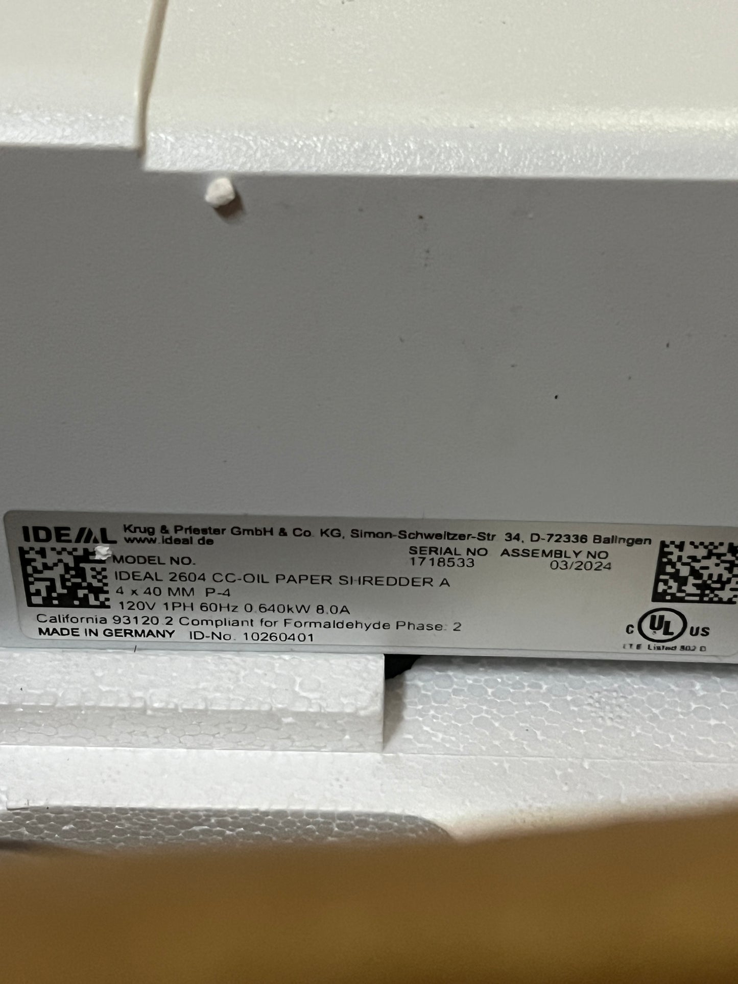 IDEAL Centralized Destroyit 2604 Paper Shredder P-4 Cross-Cut DSH0362L (new other)