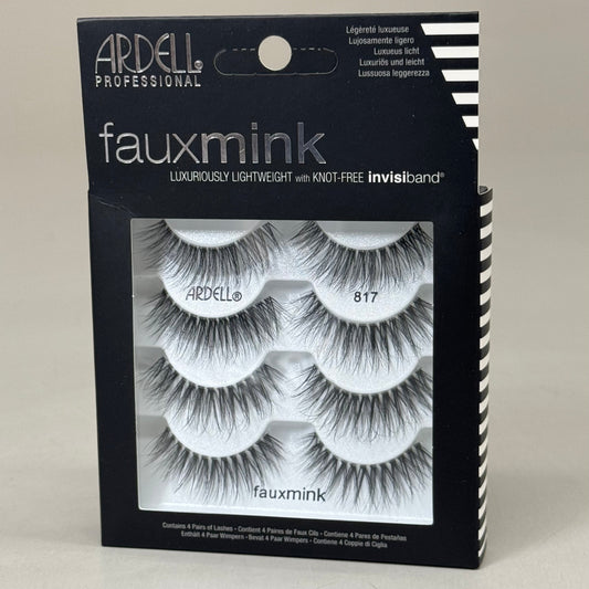 ARDELL (4 PACK, 4 PAIRS EACH) Fauxmink Lashes Lightweight Knot-Free Black 817