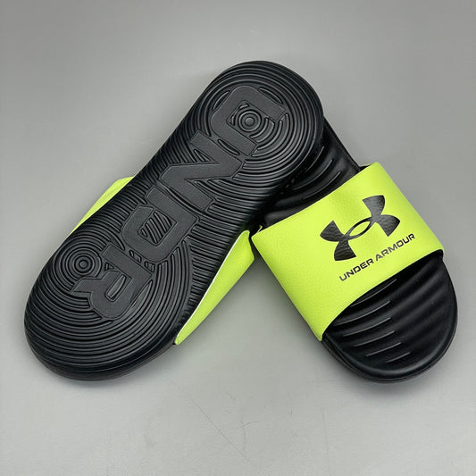 UNDER ARMOUR UA B ANSA FIX Slides Youth Sz 1Y Black/Neon Green 3023789-003 (New)