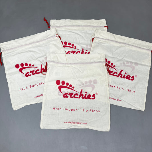 ARCHIES 4-PACK! Cotton Carry Bags for Footwear Flip Flop Sandals 17"x14" Tan (New)