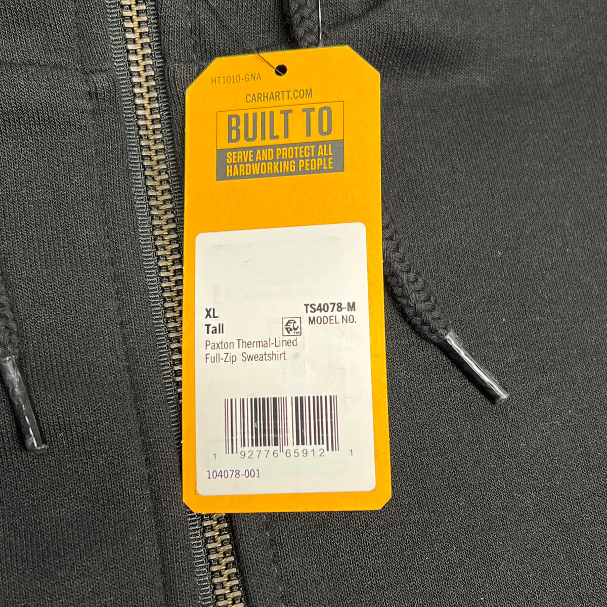 CARHARTT Paxton Thermal Lined Full Zip Sweatshirt Men's Sz Tall XL Black TS4078-M