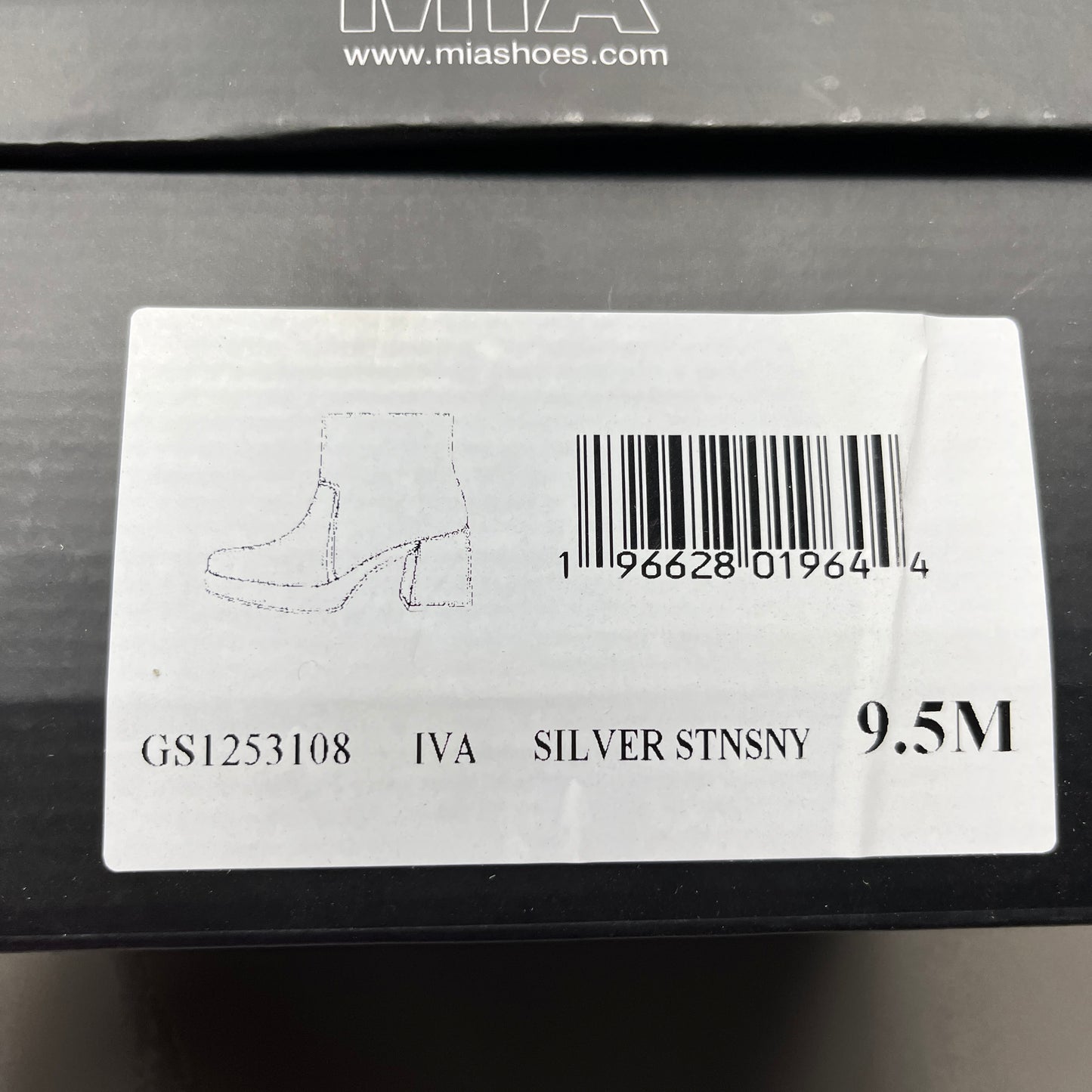 MIA Iva Silver Stone Heeled Boots Women's Sz 9.5 Silver GS1253108 (New)