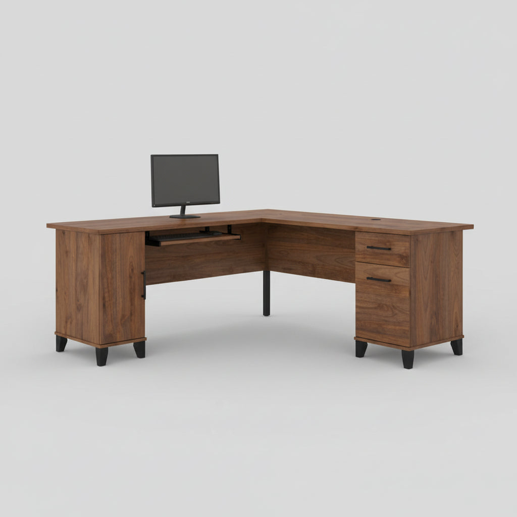 ZA@ BUSH FURNITURE Somerset L Shaped Desk W/ Storage 72W Fresh