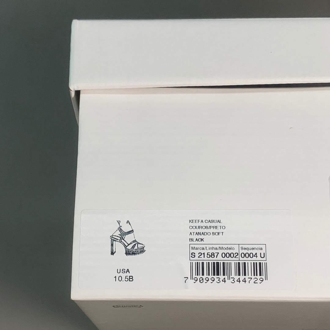 SCHUTZ Keefa Casual Women's Leather Sandal Black Platform 4" Heel Shoes Sz 10.5B (New)