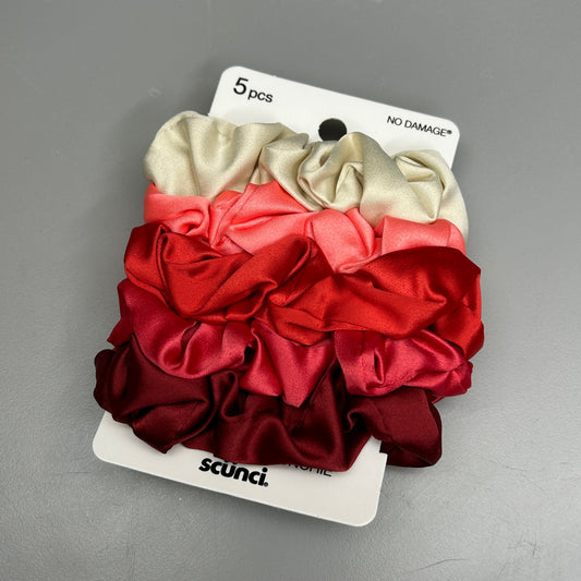 SCUNCI 3-PACK! The Original Scrunchie Coral Satin 5-Pieces (New)