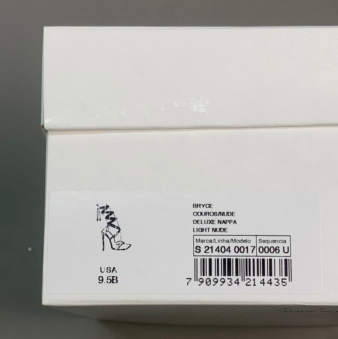 SCHUTZ Bryce Ankle Tie Women's Leather High Heel Sandal Light Nude Sz 9.5B (New)