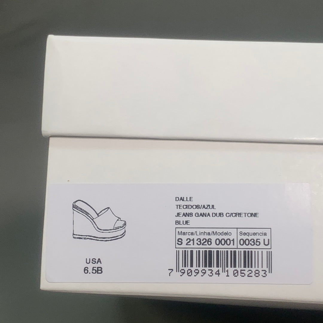 SCHUTZ Dalle Denim Women's Wedge Sandal Blue Platform Shoe Sz 6.5B S213260001 (New)