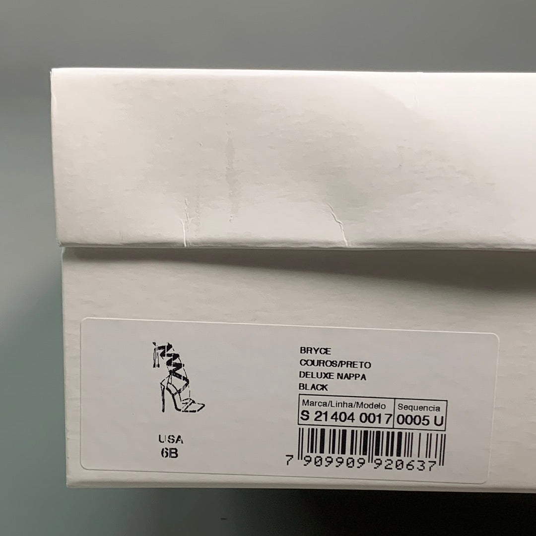 SCHUTZ Bryce Ankle Tie Women's Leather High Heel Strappy Sandal Black Sz 6B (New)