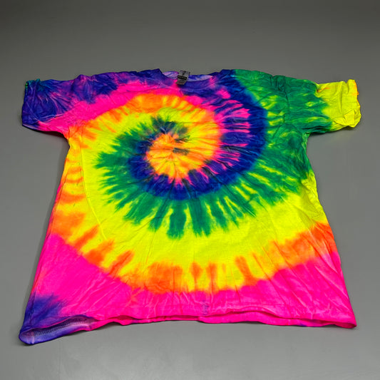 GILDAN (12 PACK) Tie Dye Short Sleeve Unisex Heavy Cotton T-Shirts Sz Youth Large (New)