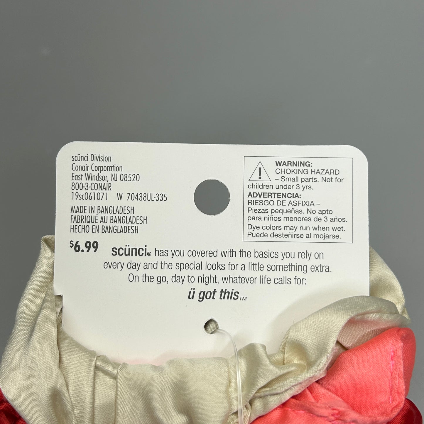 SCUNCI 3-PACK! The Original Scrunchie Coral Satin 5-Pieces (New)