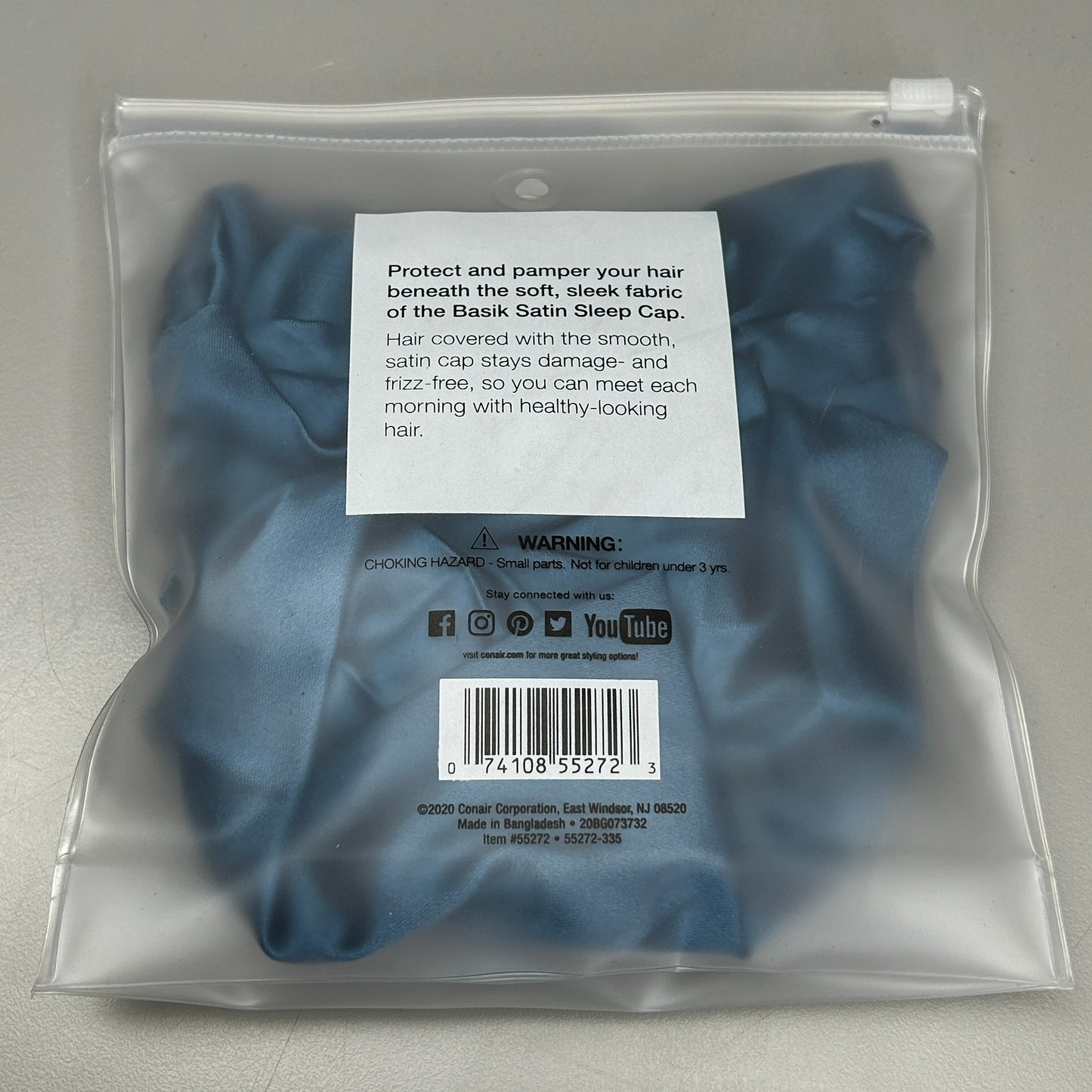 CONAIR 3-PACK! The Basik Edition Satin Sleep Cap Blue (New)