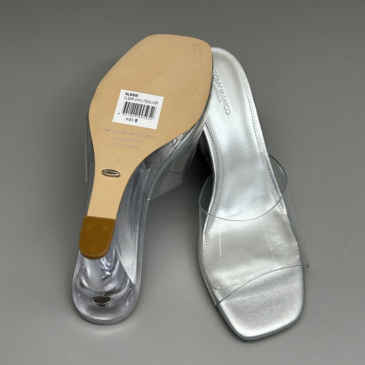 TONY BIANCO Alessi Clear Vinylite/Silver Wedges Women's Heels Sz 8 (New)