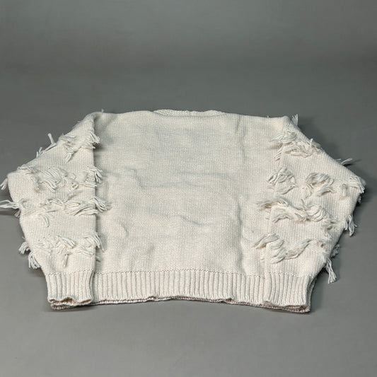 GILLI Fringed Button Up Cardigan Cream Size Medium (New)