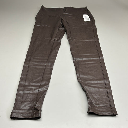 TIME AND TRU Women's Faux Leather Leggings Sz L 12-14 Brown (New)