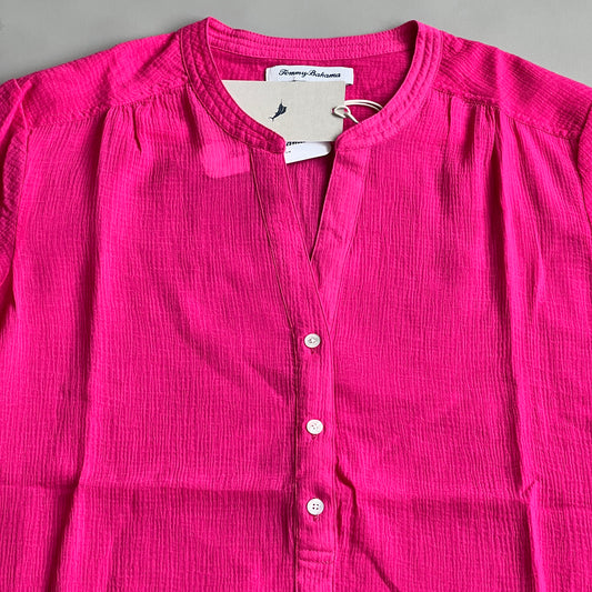 TOMMY BAHAMA Women's Coastview Gauze Top 3/4 Sleeve Rose Bed Size M (New)
