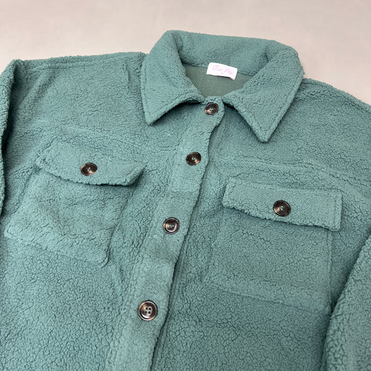 ZA@ PINK LILY Fleece Button-up Jacket Women's Sz S Olive Green PL177 (New)
