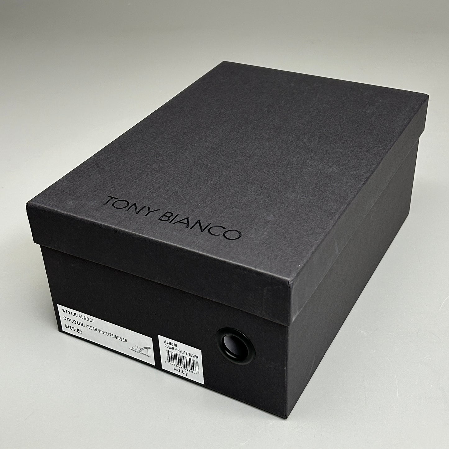 TONY BIANCO Alessi Clear Vinylite/Silver Wedges Women's Heels Sz 5.5 (New)