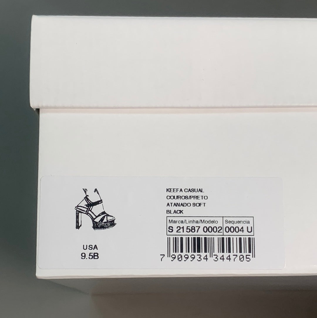 SCHUTZ Keefa Casual Women's Leather Sandal Black Platform 4" Heel Shoes Sz 9.5B (New)