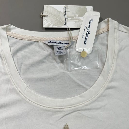 TOMMY BAHAMA Women's Kauai Shimmer Pineapple Tee T-shirt Coconut Size S (New)