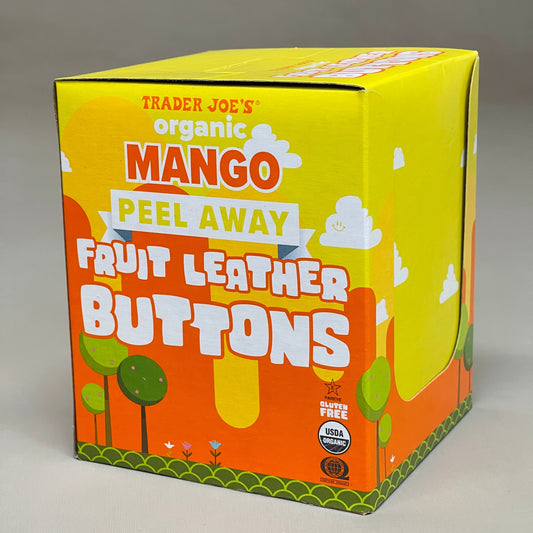 TRADER JOE'S (24 PACK) Organic Mango Peel Fruit Leather Buttons 0.5 oz 08/26