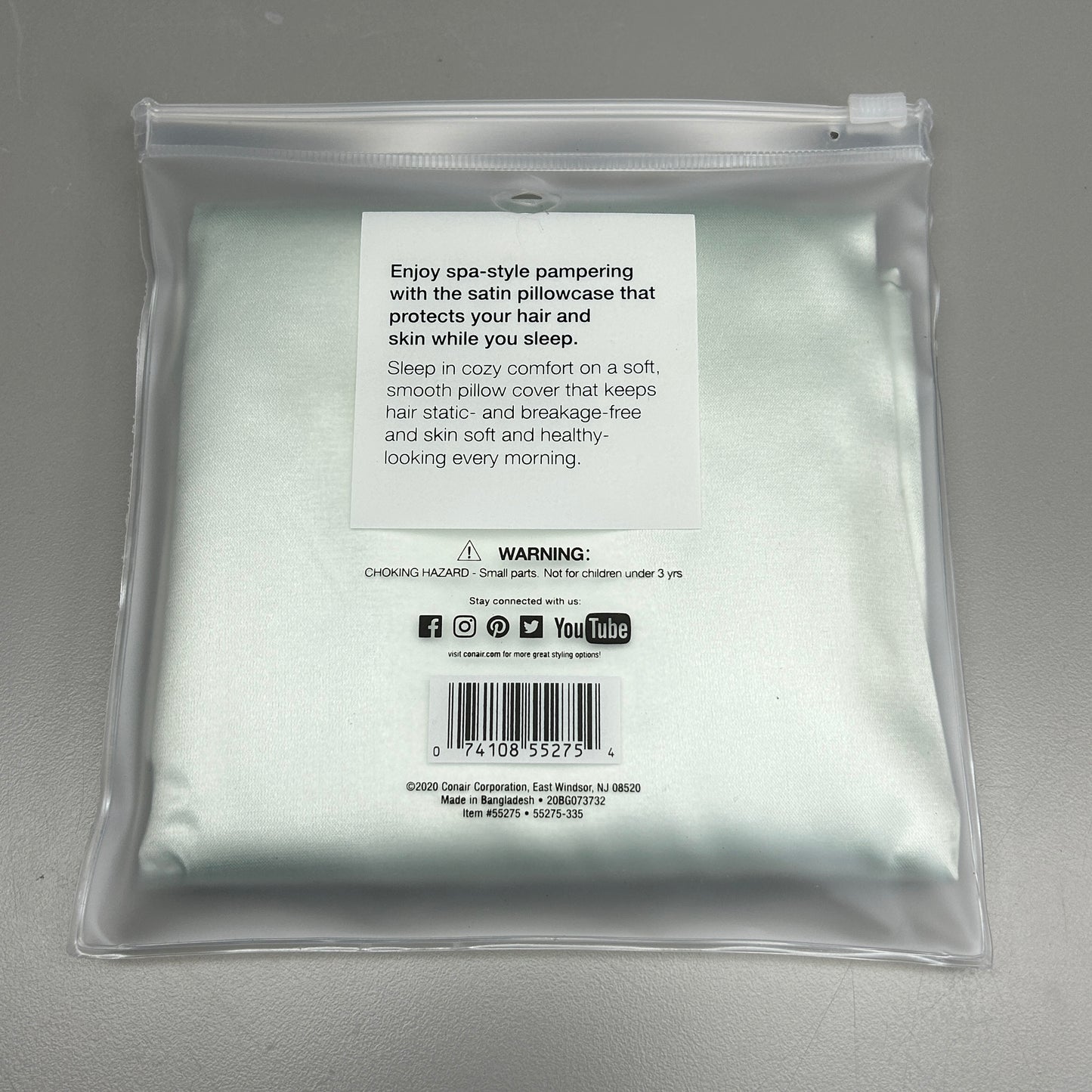 CONAIR 3-PACK! The Basik Edition Satin Pillowcase Teal (New)