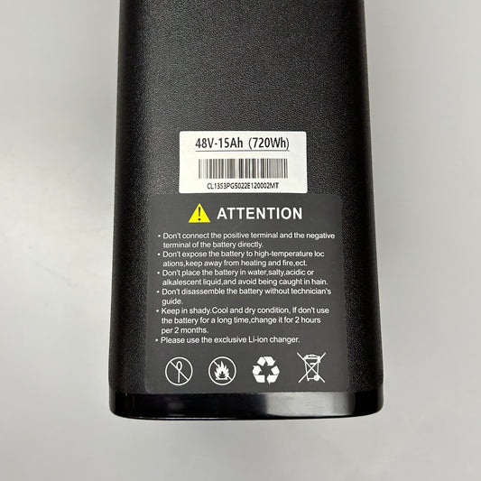 UNBRANDED Electric Bike Battery 48V 15Ah DC Charge Port with Charger (New)