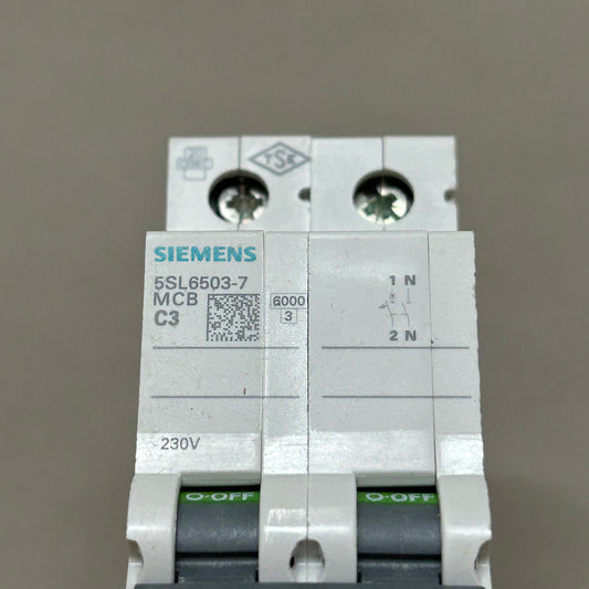 SIEMENS Miniature Circuit Breaker 230V 6KA Off-White 5SL6503-7 (New)