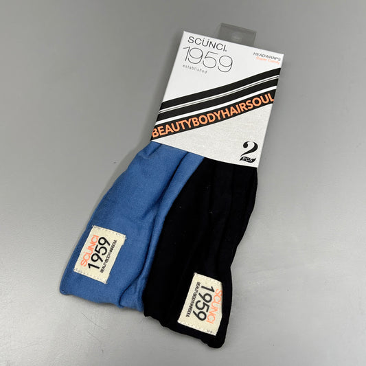 SCUNCI 3-PACK! Super Comfy Headwraps Blue and Black 2-Pieces (New)