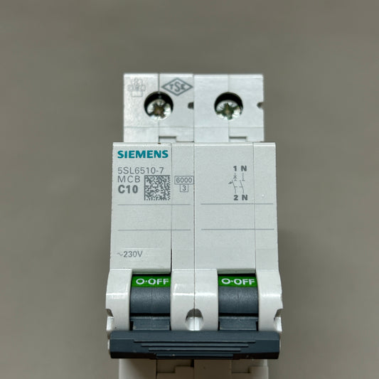 SIEMENS Miniature Circuit Breaker 230V 6KA Off-White 5SL6510-7 (New)
