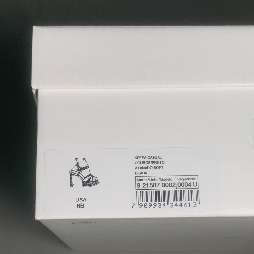 SCHUTZ Keefa Casual Women's Leather Sandal Black Platform 4" Heel Shoes Sz 6B (New)