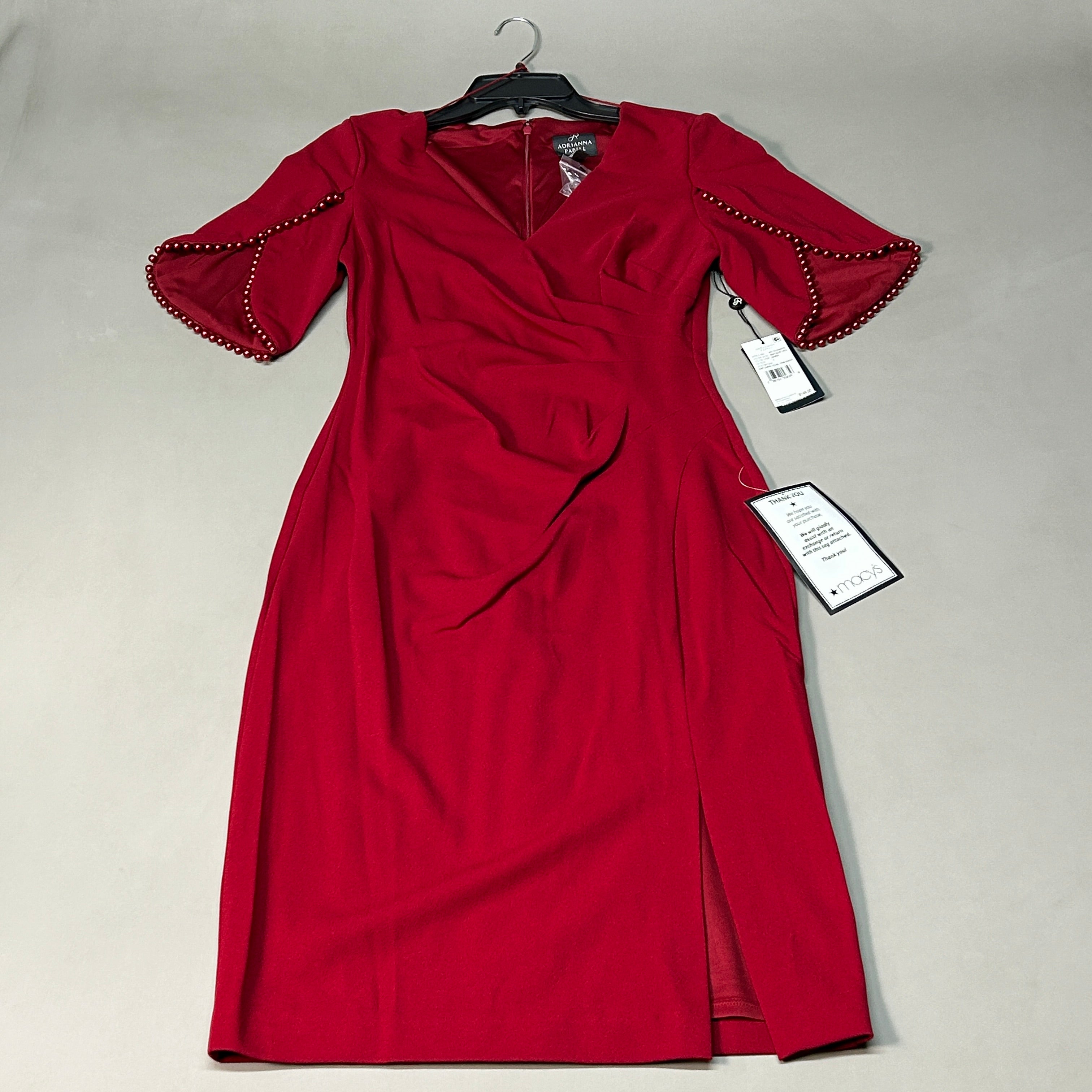 Adrianna Papell Pearl-Trim Cocktail Dress - Matador Red Adrianna Papell Pearl-Trim Cocktail Dress - Matador Red