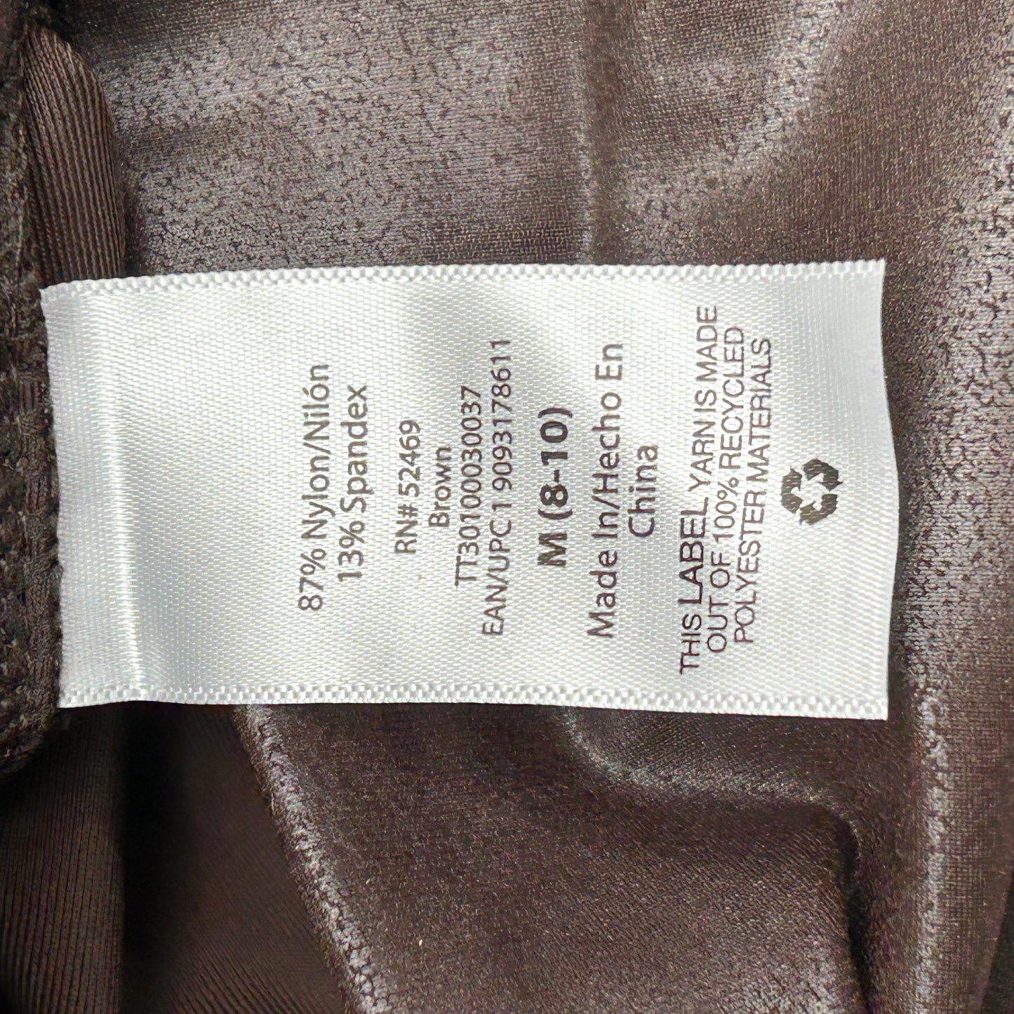 TIME AND TRU Women's Faux Leather Leggings Sz M 8-10 Brown (New)