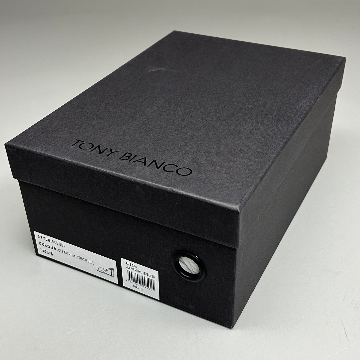 TONY BIANCO Alessi Clear Vinylite/Silver Wedges Women's Heels Sz 6 (New)