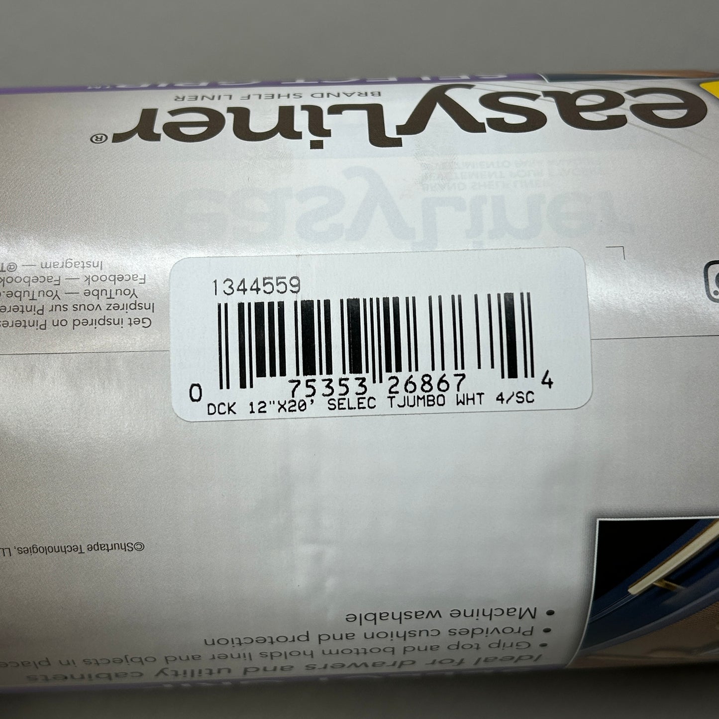 DUCK BRAND 4-PACK! Easy Liner Shelf Liner Select Grip White 12 in X 20 ft (New)