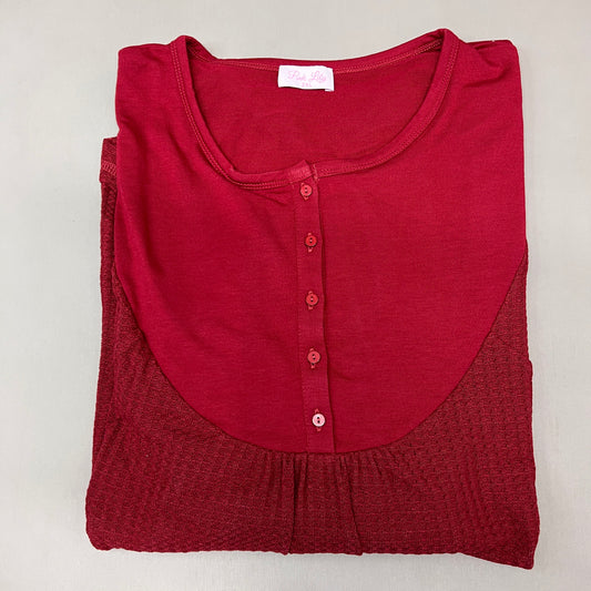 PINK LILY Take the Leap Henley Waffle Knit Blouse Women's Sz 2XL Cranberry PL903 (New)