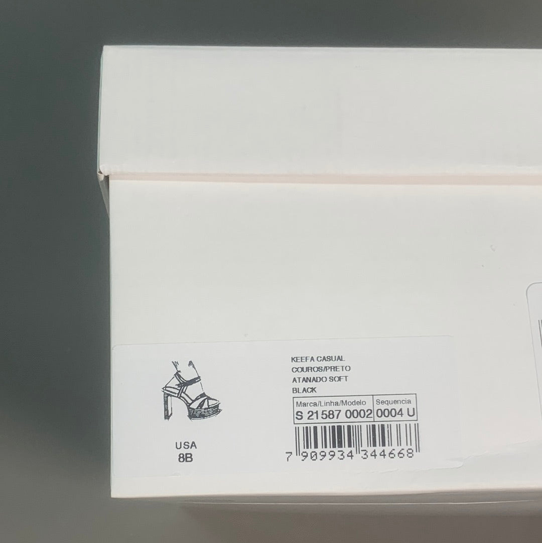 SCHUTZ Keefa Casual Women's Leather Sandal Black Platform 4" Heel Shoes Sz 8B (New)